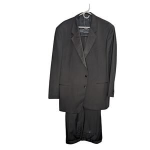 Armani Collezioni Black Wool Smoking Suit - Size 48L
